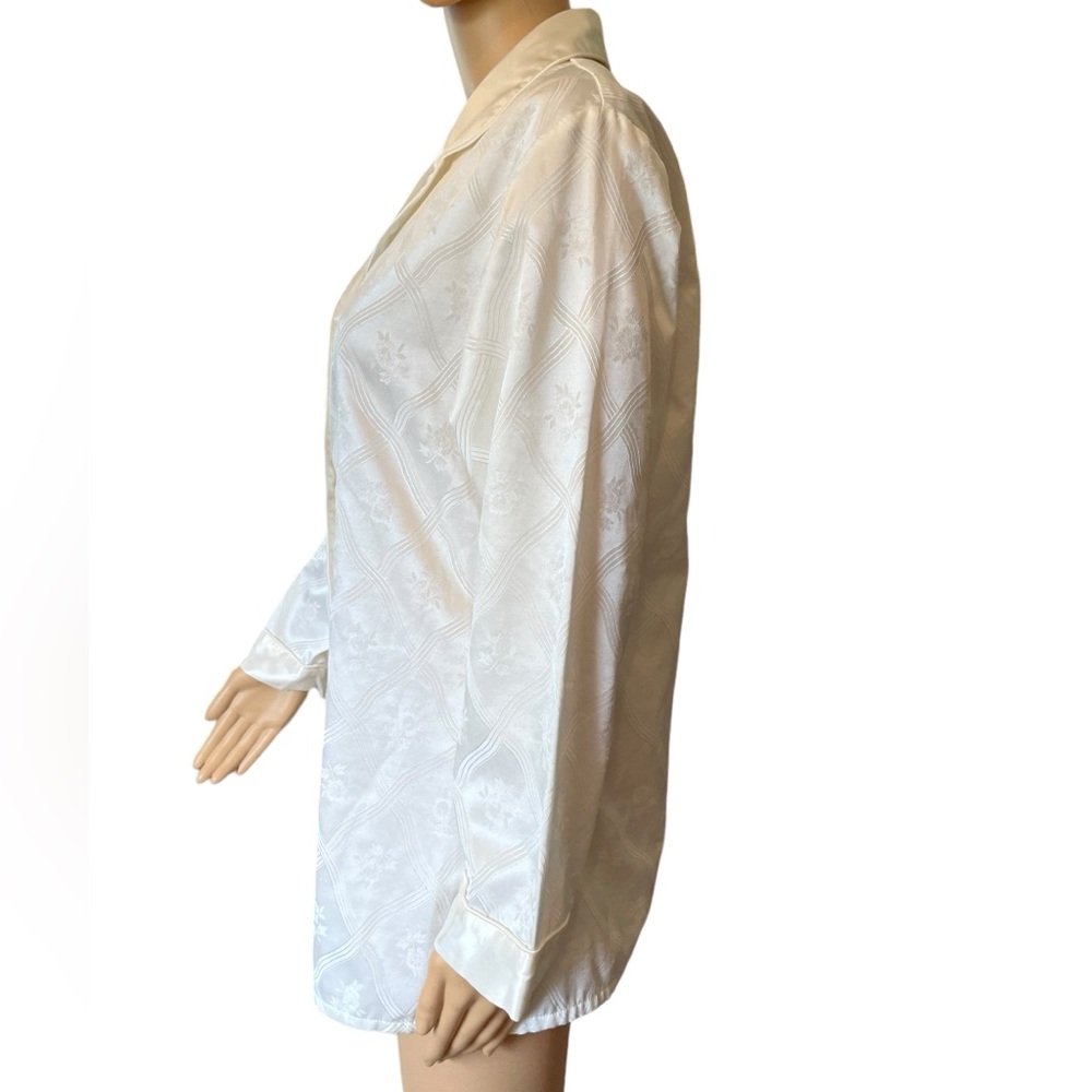 Victoria’s Secret Y2K Silky Satin Romantic Cottagecore Floral Fleece Lined Shirt - Picture 4 of 7